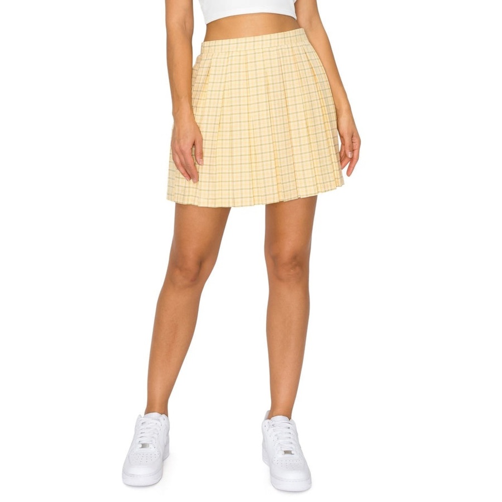 Cali 1850 • High Waisted Plaid Pleated Mini Skirt